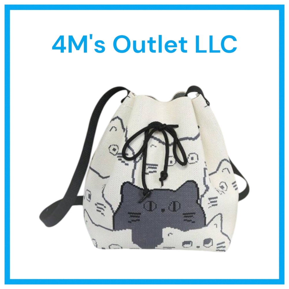 Cat Print Drawstring Bag